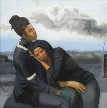 Mourning Twins -  oil on canvas 40x40 -Sylvia Maier